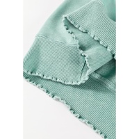 Mineral Blue Textured Patchwork Frilled Trim Plus Size Pullover Sweatshirt - 1X thumbnail