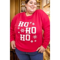 Fiery Red Christmas Ho Ho Ho Graphic Plus Size Sweatshirt - 4X thumbnail