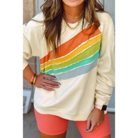 white Rainbow Raglan Sleeve Crew Neck Plus Size Sweatshirt - 3X thumbnail
