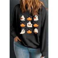 Black Halloween Polka Dot Pumpkin Ghost Print Plus Sweatshirt - 4X thumbnail