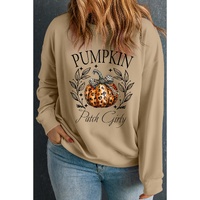 Apricot Halloween Leopard Pumpkin Print Plus Size Sweatshirt - 4X thumbnail