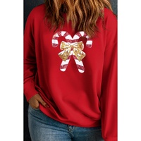 Racing Red Christmas Candy Cane Graphic Plus Size Sweatshirt - 1X thumbnail