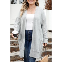 Thermal Knit Pocketed Plus Size Cardigan - 1X thumbnail