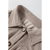 Smoke Gray Solid Corded Drop Shoulder Plus Size Shacket - 1X thumbnail
