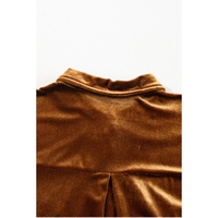 Chestnut Plus Size Velvet Chest Pocket Drop Shoulder Shirt - 1X thumbnail