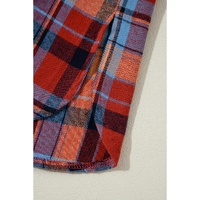 Red Plus Size Plaid Print Buttoned Shirt - 3X thumbnail