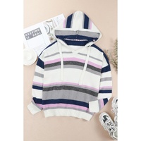 Stripe Plus Size Striped Hooded Knit Sweater - 4X thumbnail
