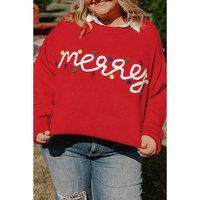 Fiery Red Merry Graphic Christmas Plus Size Sweater - 3X thumbnail