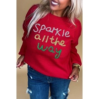 Racing Red Sparkle All The Way Tinsel Crew Neck Plus Size Sweater - 3X thumbnail