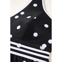 Black Polka Dot Trim V Neck Plus Size Swim Dress - 2X thumbnail