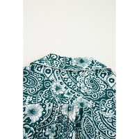 Green Floral Flounce Sleeve Split Neck Plus Size Dress - 2X thumbnail