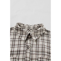 White Stripe Plus Size Plaid Buttoned Raw Hem Tunic Shirt Dress - 1X thumbnail