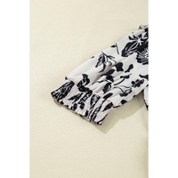 Black Floral Print Tiered Frilled Half Sleeve Plus Size Mini Dress - 1X thumbnail
