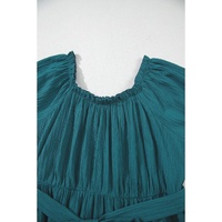 Skobeloff Frilled U Neck Puff Sleeve Belted Ruffle Hem Plus Size Midi Dress - 2X thumbnail