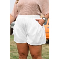 White Bow Decor Pockets Plus Size Shorts - 1X thumbnail