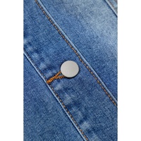 Peacock Blue Ruffled Frayed Short Sleeve Plus Size Denim Jacket - 4X thumbnail