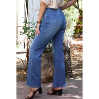 Blue Plus Size Exposed Seam High Waist Flare Jeans - 1X thumbnail