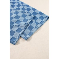 Azura Exchange Dusk Blue Plus Size Checkered Seamed High Waist Wide Leg Jeans - 4X thumbnail