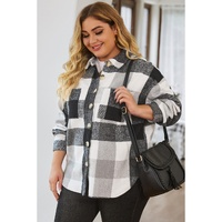 Gray Plus Size Checkered Button-Up Shacket - 2X thumbnail