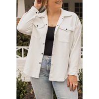 Beige Plus Size Textured Flap Pockets Jacket - 2X thumbnail