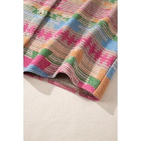 Pink Plus Size Aztec Printed Flap Pocket Shacket - 1X thumbnail