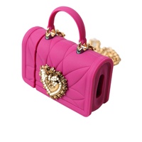 Dolce & Gabbana Women's Pink Silicone Devotion Heart Bag Gold Chain Airpods Case - One Size thumbnail