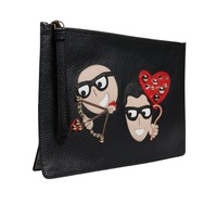 Dolce & Gabbana Women's Black #DGFamily Embellished Leather Clutch Bag - One Size thumbnail