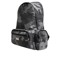Dolce & Gabbana Men's Gray Cotton Camouflage Logo Plaque Backpack Bag - One Size thumbnail