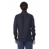 Baldinini Trend Men's Blue Linen Shirt - L thumbnail