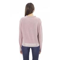 Ribbed Crew Neck Sweater with Long Sleeves and Metal Monogram Detail M Women thumbnail