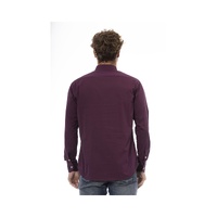 Baldinini Trend Men's Burgundy Cotton Shirt - M thumbnail