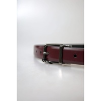 Dolce & Gabbana Men's Bordeaux Leather Silver Metal Buckle Belt - 90 cm thumbnail