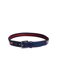 Dolce & Gabbana Men's Blue Cotton Leather Printed Metal Buckle Belt - 85 cm thumbnail