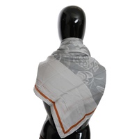 Costume National Women's Gray Orange Silk Floral Foulard Wrap Scarf - One Size thumbnail