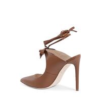 Chic Leather Pointed-Toe Mule with Bow & Gold Hardware - 38 EU thumbnail