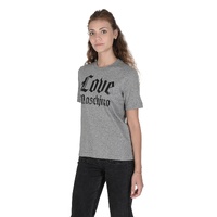 Love Moschino Women's Grey T-Shirt with Gothic Logo - 38 IT thumbnail