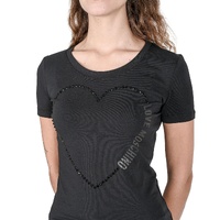Love Moschino Women's Heart Embellished T-Shirt - Black - 42 IT thumbnail