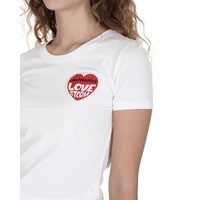 Love Moschino Women's White Cotton T-Shirt with Heart Logo - 42 IT thumbnail