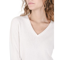 Crown of Edinburgh Cashmere Women's Premium Italian Cashmere V-Neck Sweater in Off white - 40 EU thumbnail