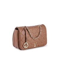 V Italia Brown Quilted Leather Shoulder Bag with Chain Strap - One Size thumbnail
