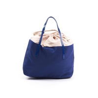 BYBLOS Women's Chic Blue Fabric Shopper Tote with Patent Accents - One Size thumbnail