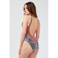 Patterned Body Swimsuit with Wide Neckline M Women thumbnail