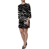 Dolce & Gabbana Women's Black White Zebra A-line Sheath Mini Dress - 42 IT thumbnail