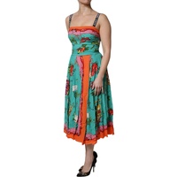 Dolce & Gabbana Women's Multicolor Printed Silk Sleeveless Midi Dress - 42 IT thumbnail
