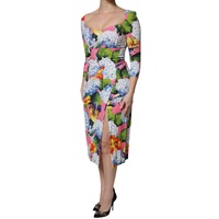 Dolce & Gabbana Women's Multicolor Floral Side Slit Midi Dress - 36 IT thumbnail
