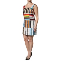 Dolce & Gabbana Women's Multicolor Cotton Stripe Sleeveless Dress - 40 IT thumbnail