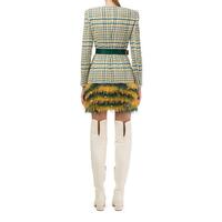 Elisabetta Franchi Tartan Texture Dress with Front Buttons and Ecoleather Belt 40 IT Women thumbnail