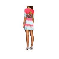 Elisabetta Franchi Pink Dress with Light Blue Shaded Franges 42 IT Women thumbnail