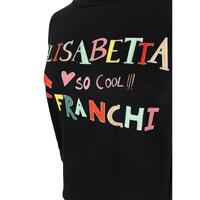 Black Cotton Sweatshirt with Front Print and Logo Patch - Made in Italy 42 IT Women thumbnail