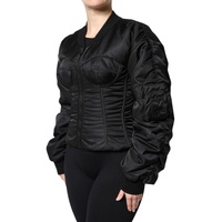 Dolce & Gabbana Women's Black Nylon Full Zip Bustier Corset Jacket - 40 IT thumbnail